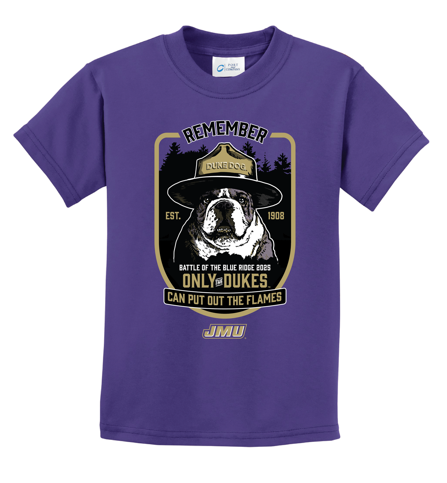 YOUTH - Smokey the Duke Dog - Short Sleeve Cotton Shirt